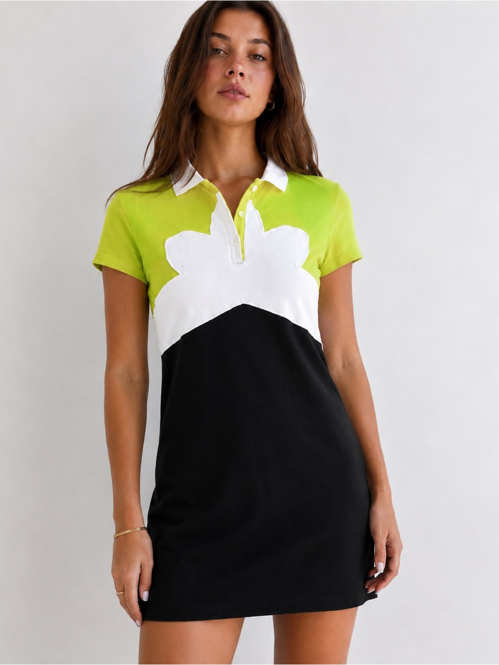 Carven Cotton Polo Mini Dress Sporty Mod Tenniscore Colorblock/preppy polodress